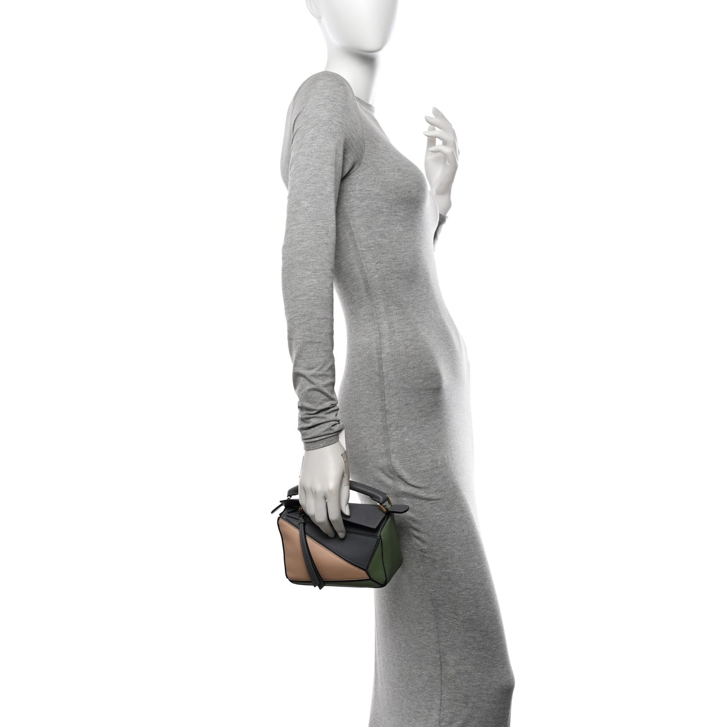 Calfskin Mini Puzzle Bag Asphalt Grey Nude