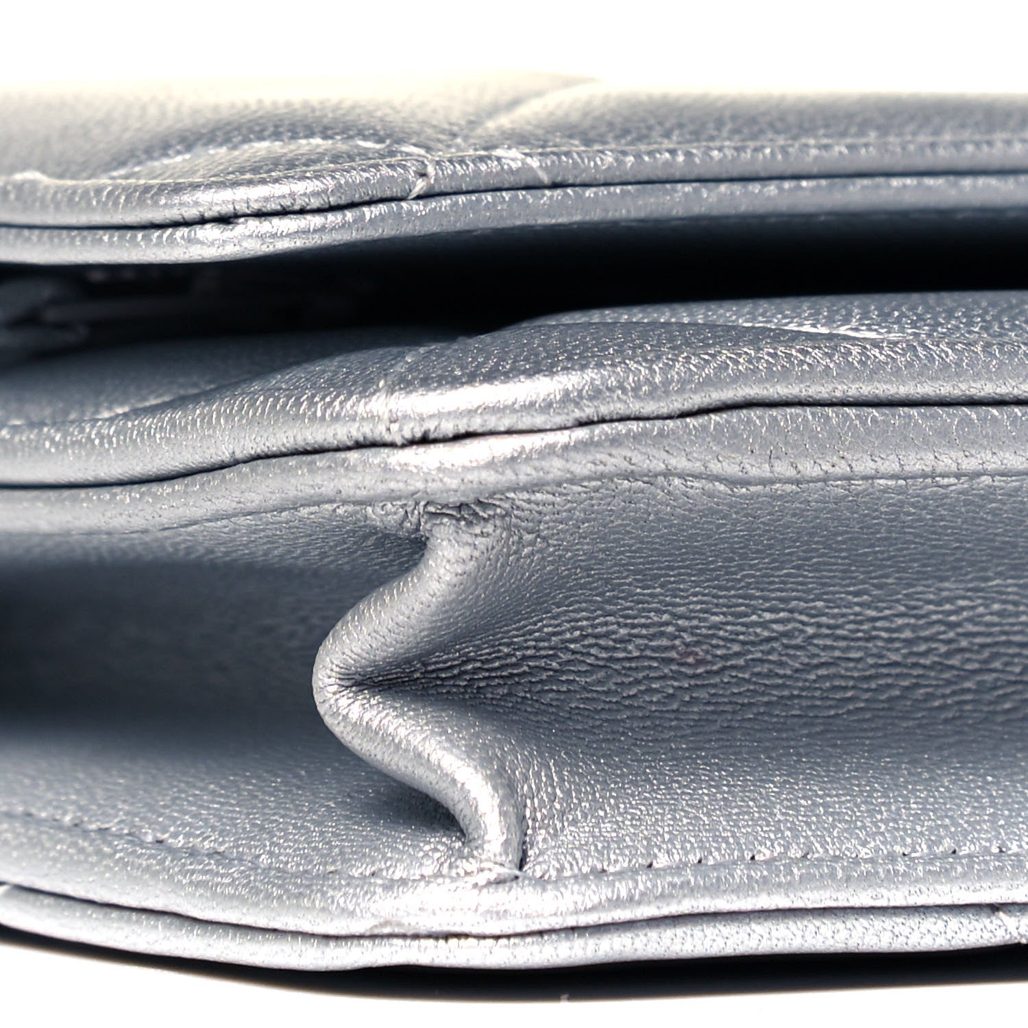 Chanel Metallic Lambskin Quilted Chanel 19 Wallet On Chain WOC Silver 7 of 8
