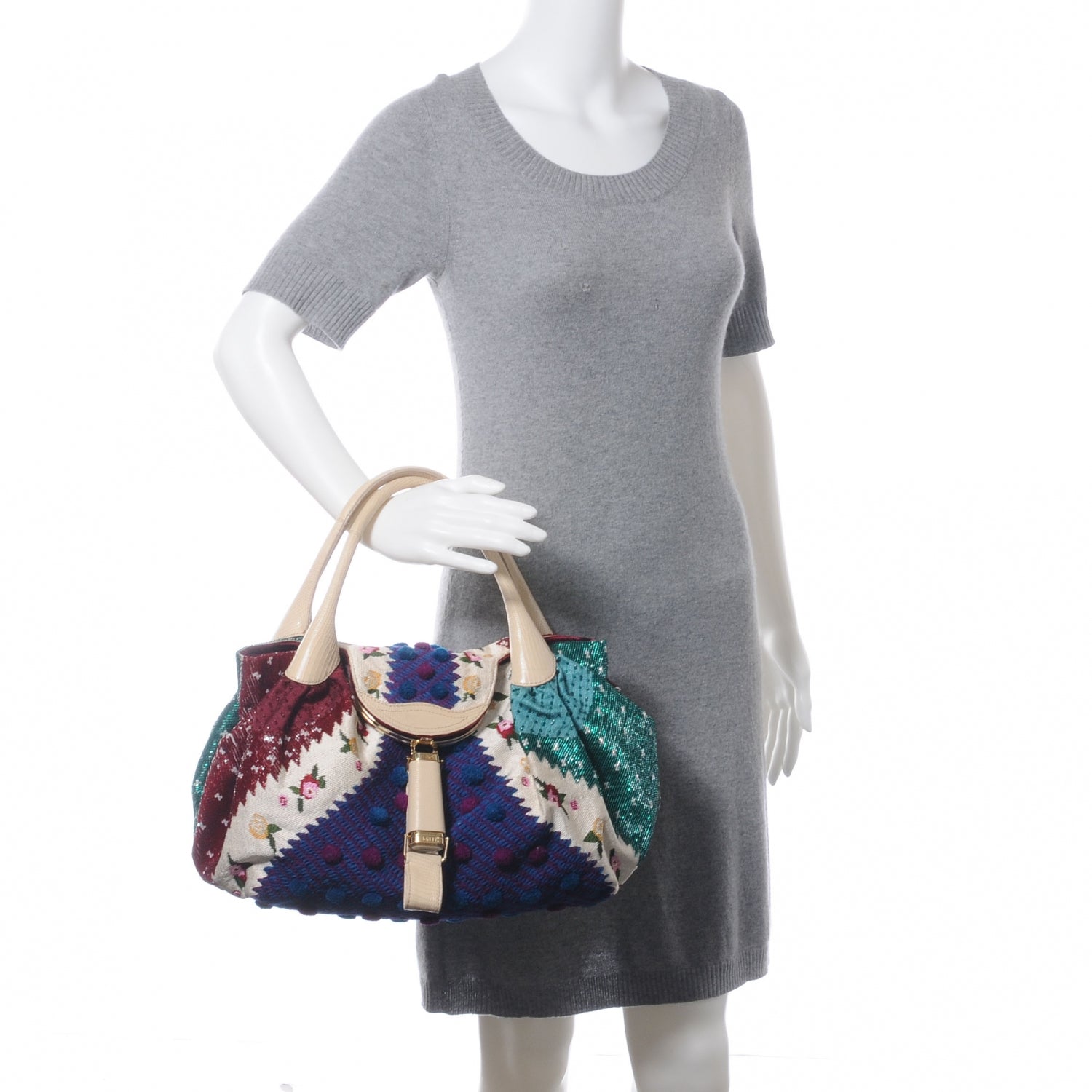 Fendi Lizard Canvas Aspen Embroidered Spy Multicolor Panna 2 of 8