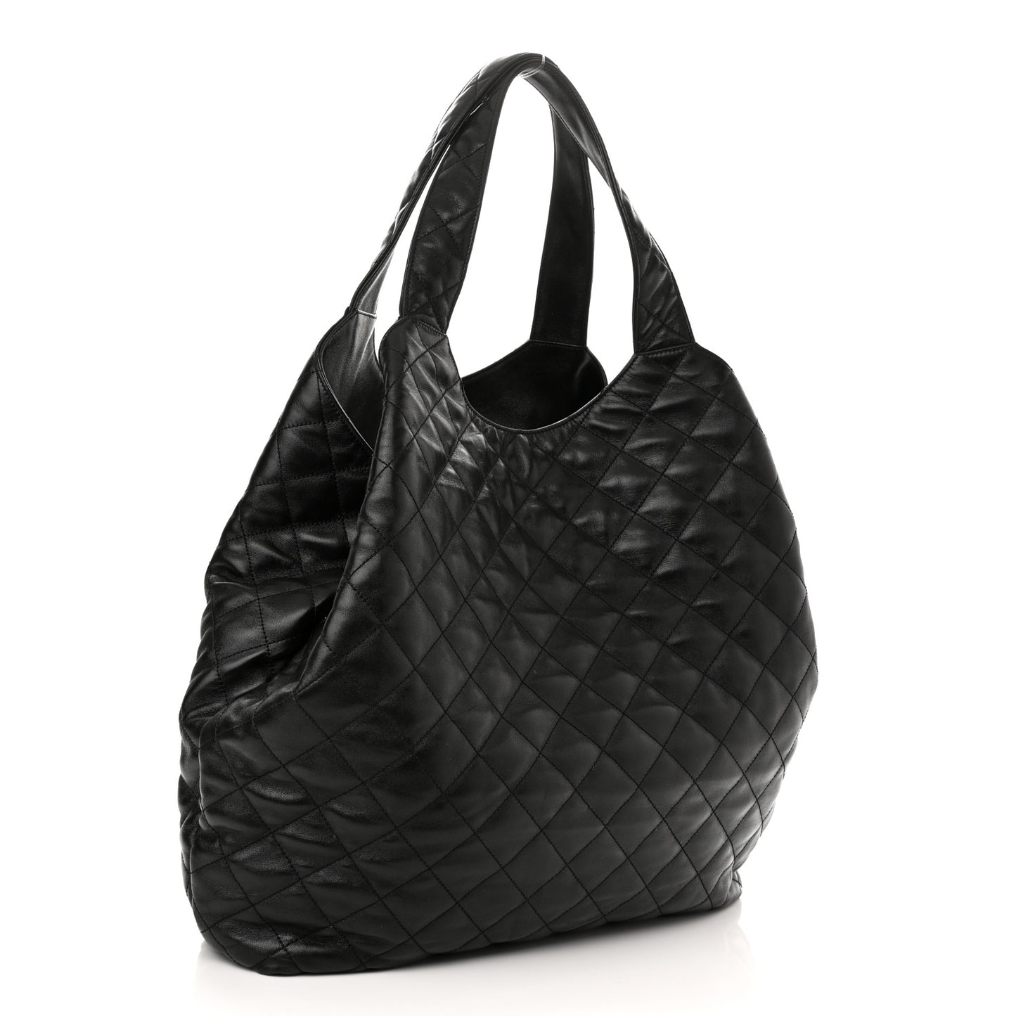 Lambskin Quilted Maxi Icare Shopping Tote Black
