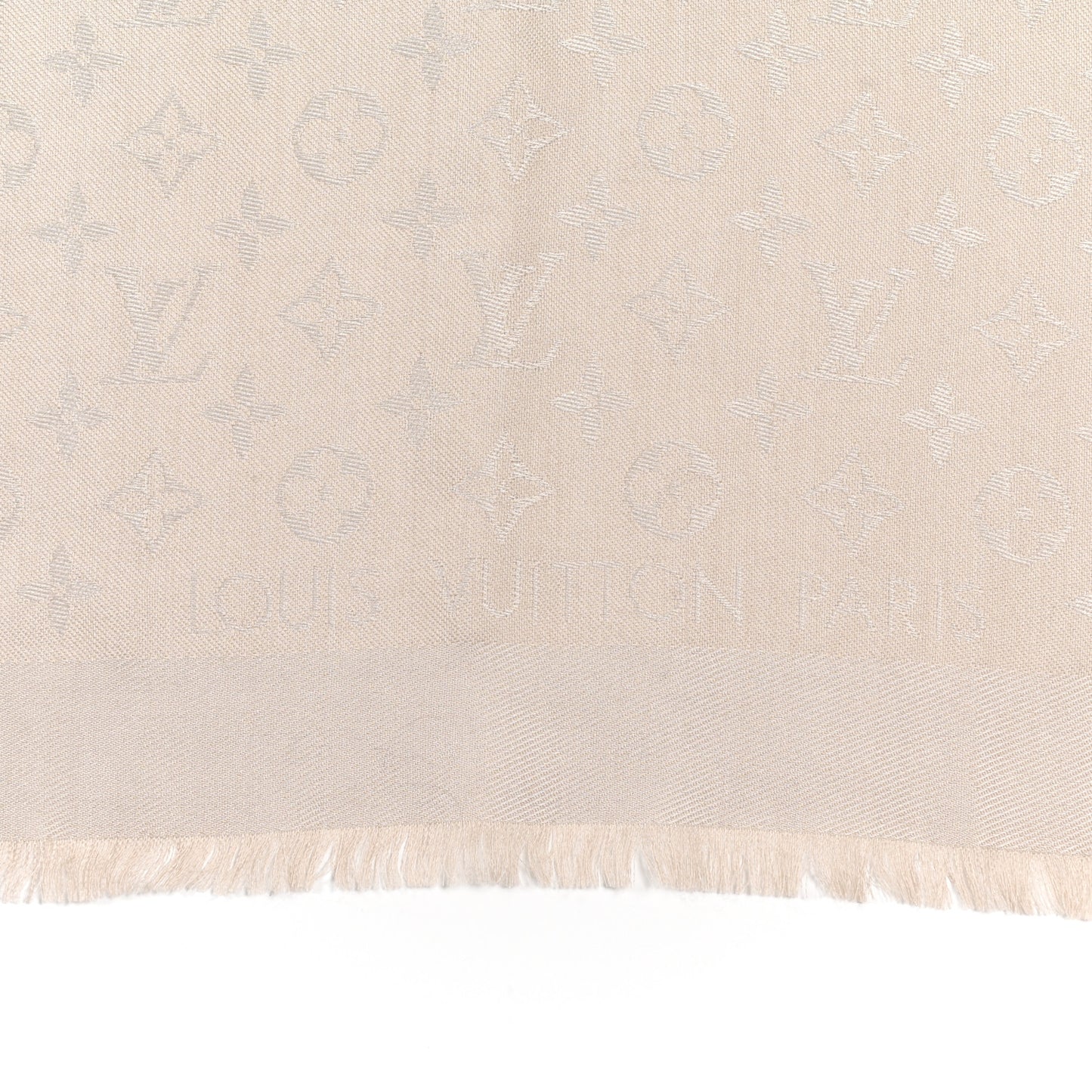 Silk Wool Monogram Shawl Greige