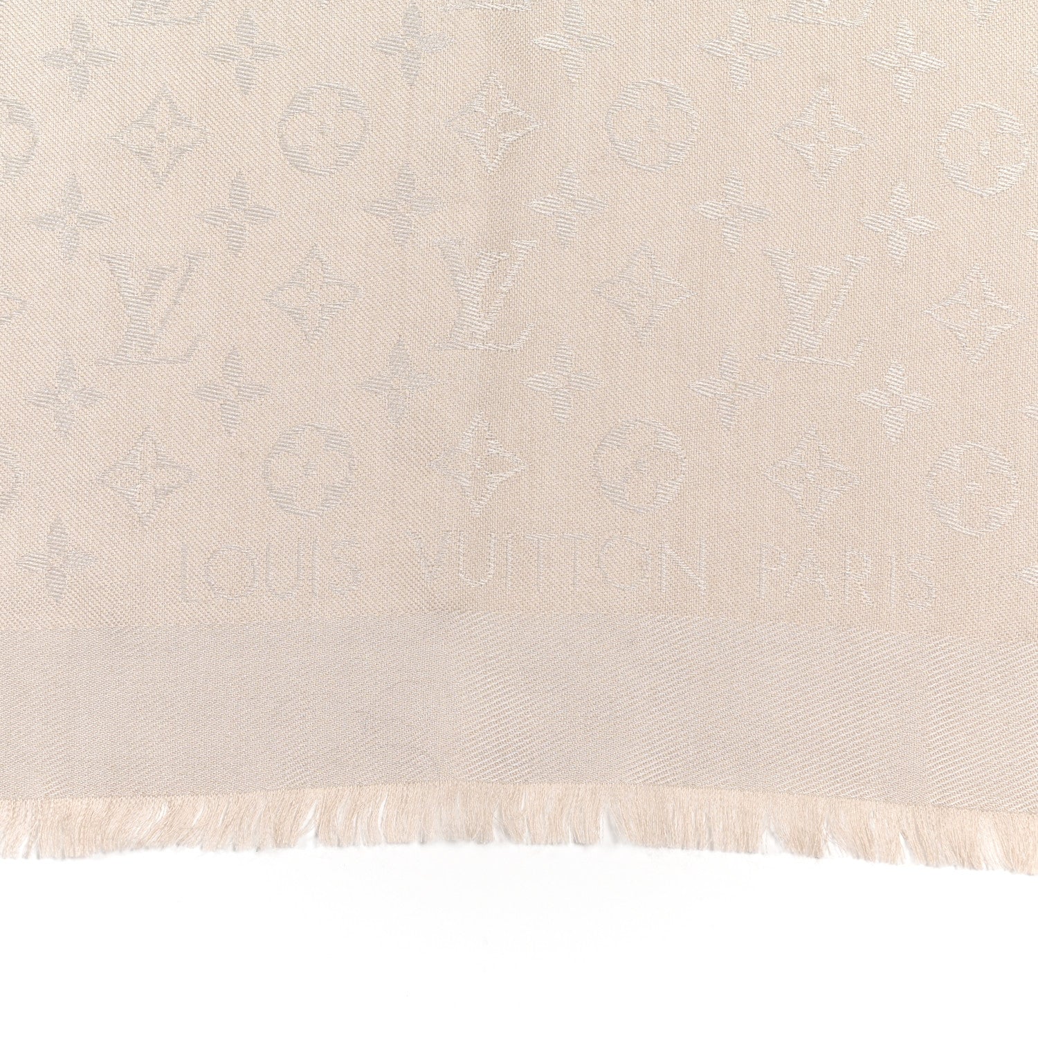 Louis Vuitton Silk Wool Monogram Shawl Greige 2 of 5