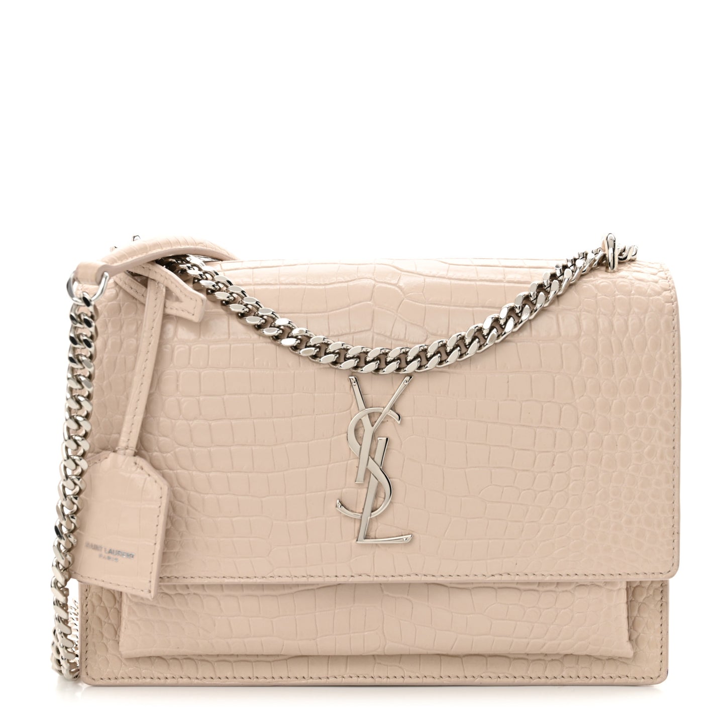 Calfskin Crocodile Embossed Medium Monogram Sunset Rose Antic