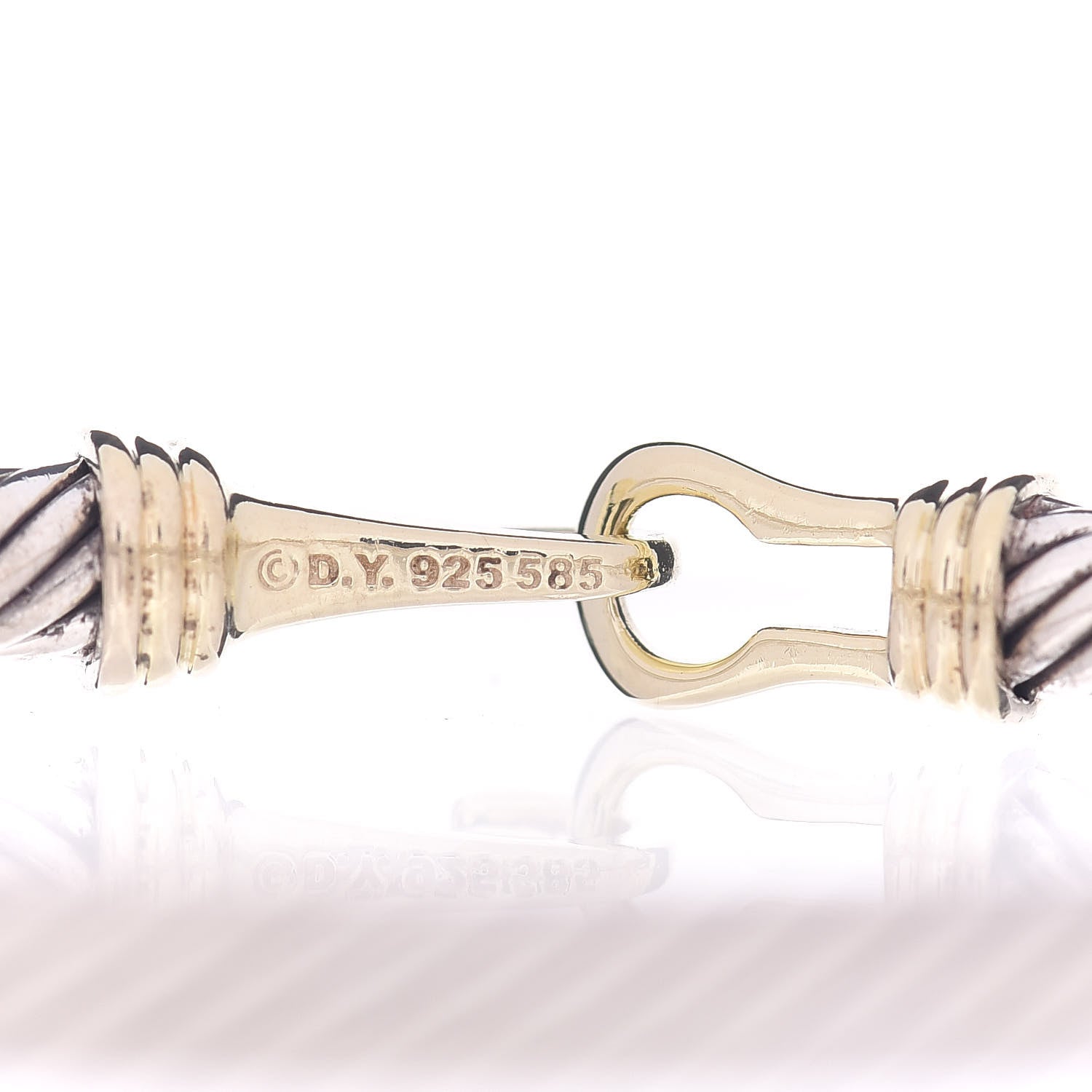 David Yurman Sterling Silver 14K Yellow Gold 5mm Cable Classic Buckle Bracelet 4 of 4