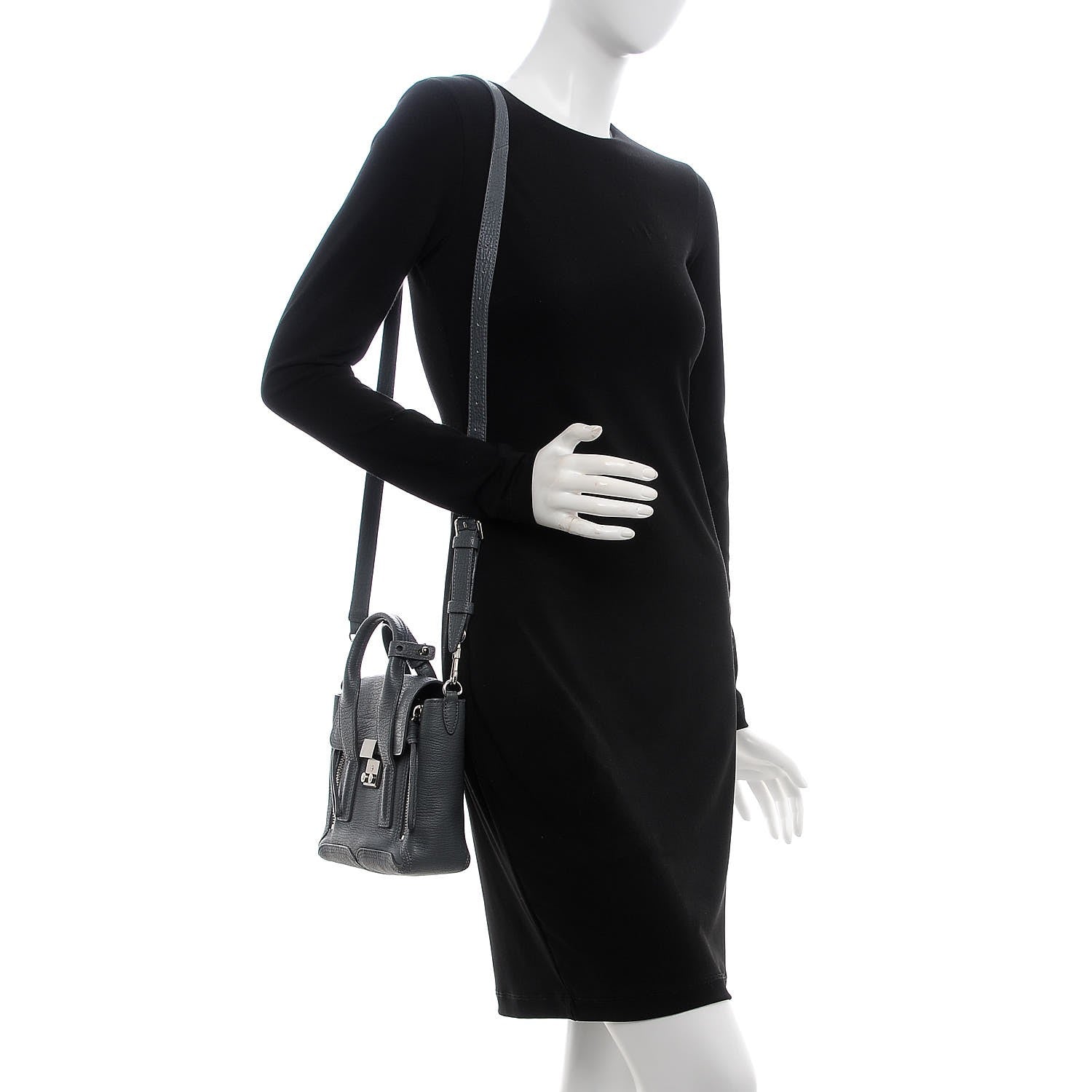 3.1 Phillip Lim 3.1 Textured Calfskin Mini Pashli Satchel Storm 2 of 7
