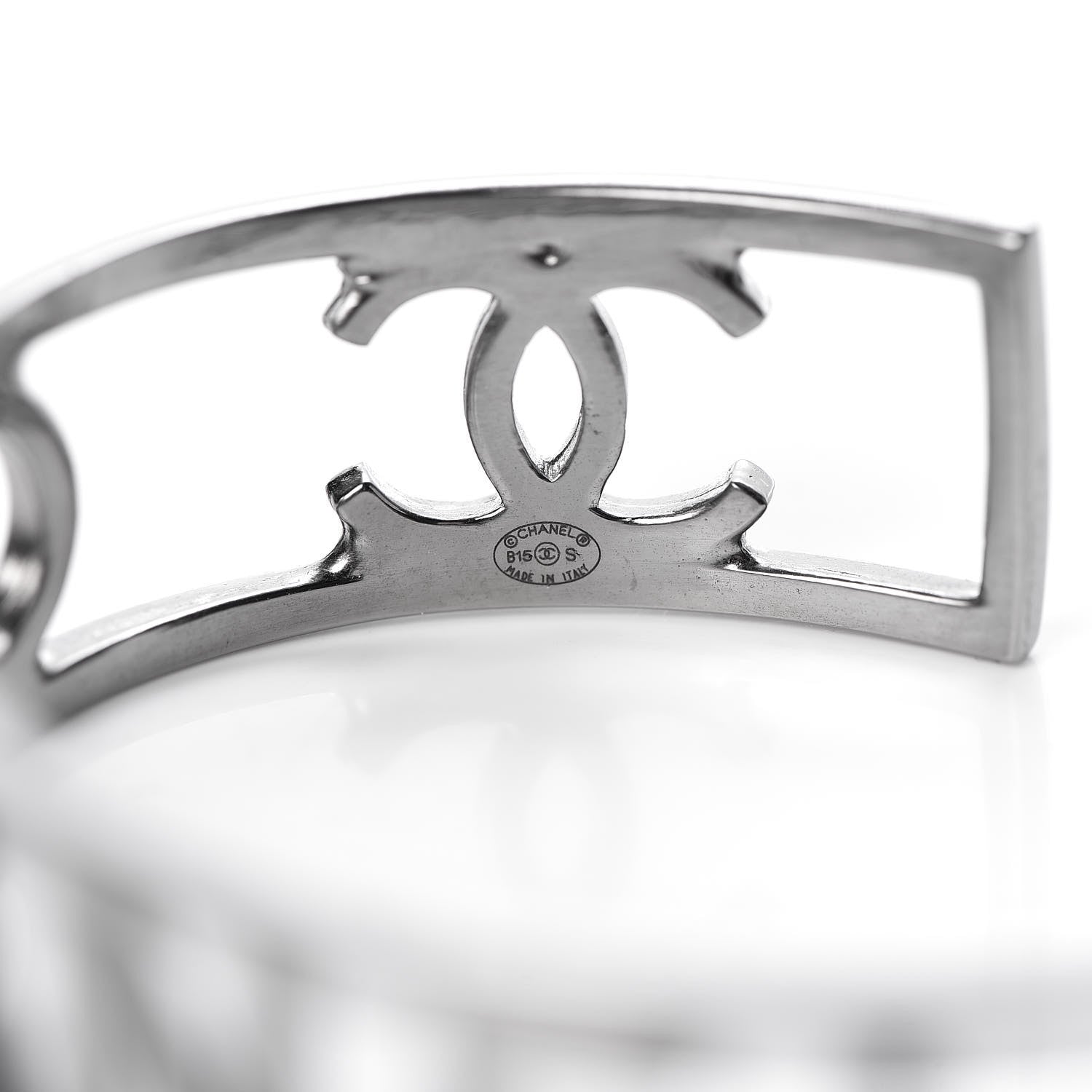 Chanel Metal Logo Cuff Silver 4 of 5