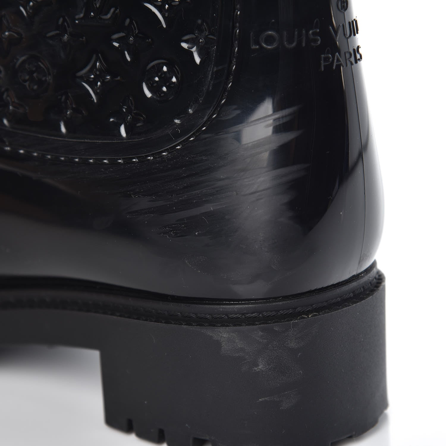 Louis Vuitton Rubber Embossed Monogram Splash Rain Boots 37 Black 8 of 9