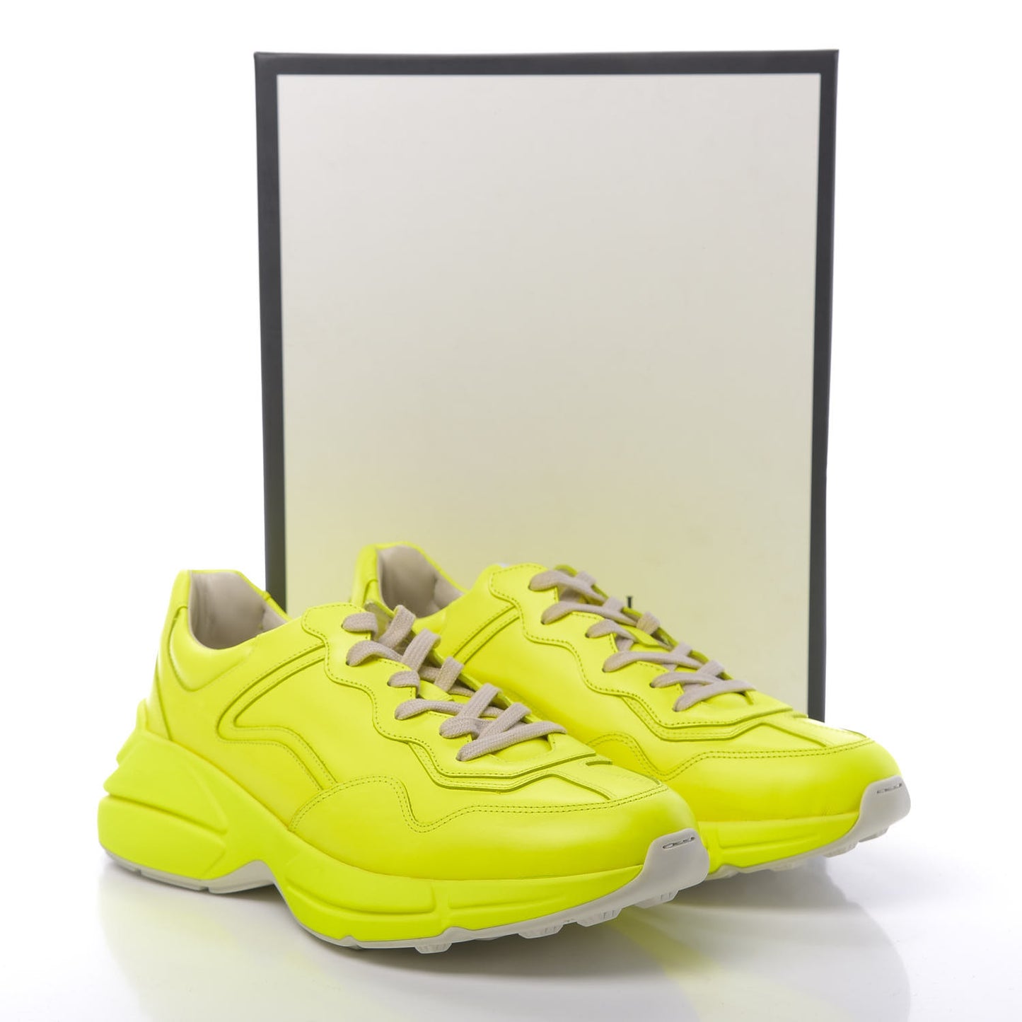 Calfskin Mens Rhyton Sneakers 11 Yellow Fluo