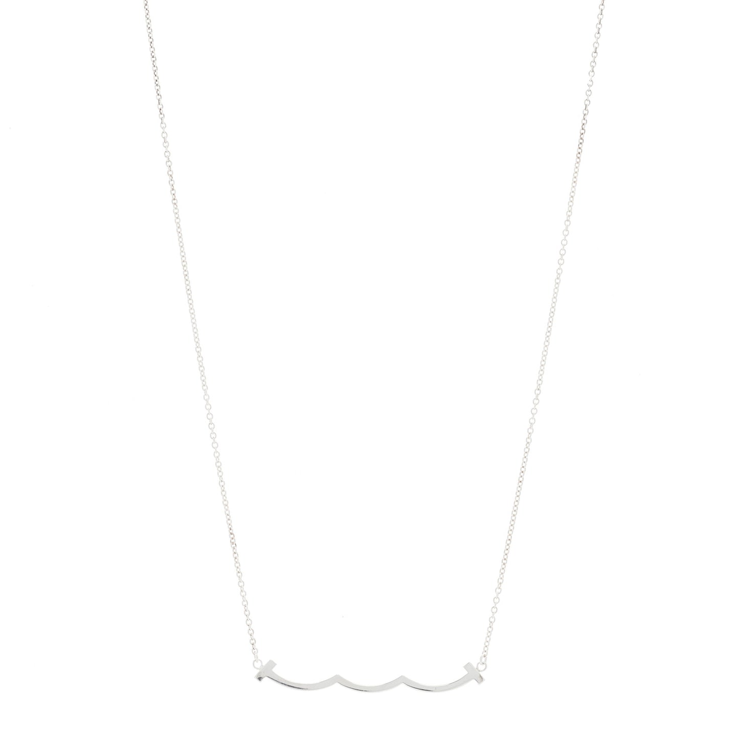 Sterling Silver Small T Wave Pendant Necklace