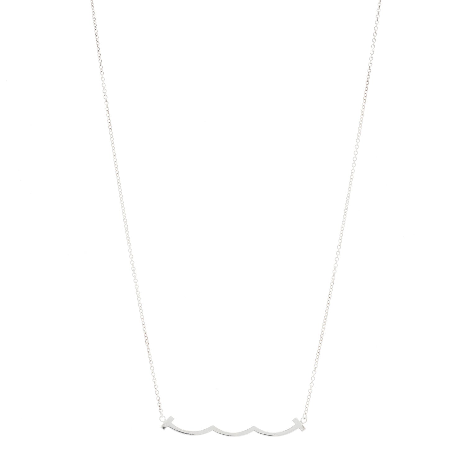 Tiffany Sterling Silver Small T Wave Pendant Necklace 1 of 5