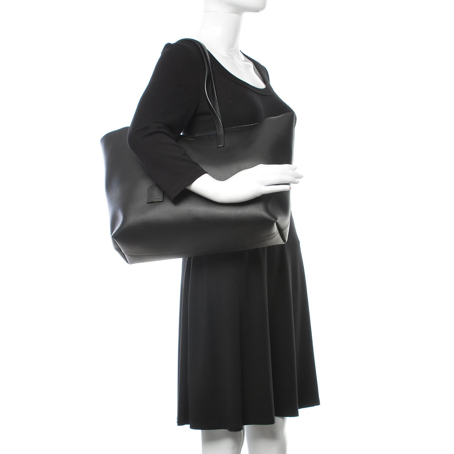 Calfskin Large Shopping Tote Black