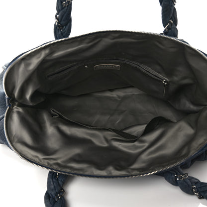 Chanel Distressed Lambskin Lady Braid Large Satchel Dark Blue 5 of 11