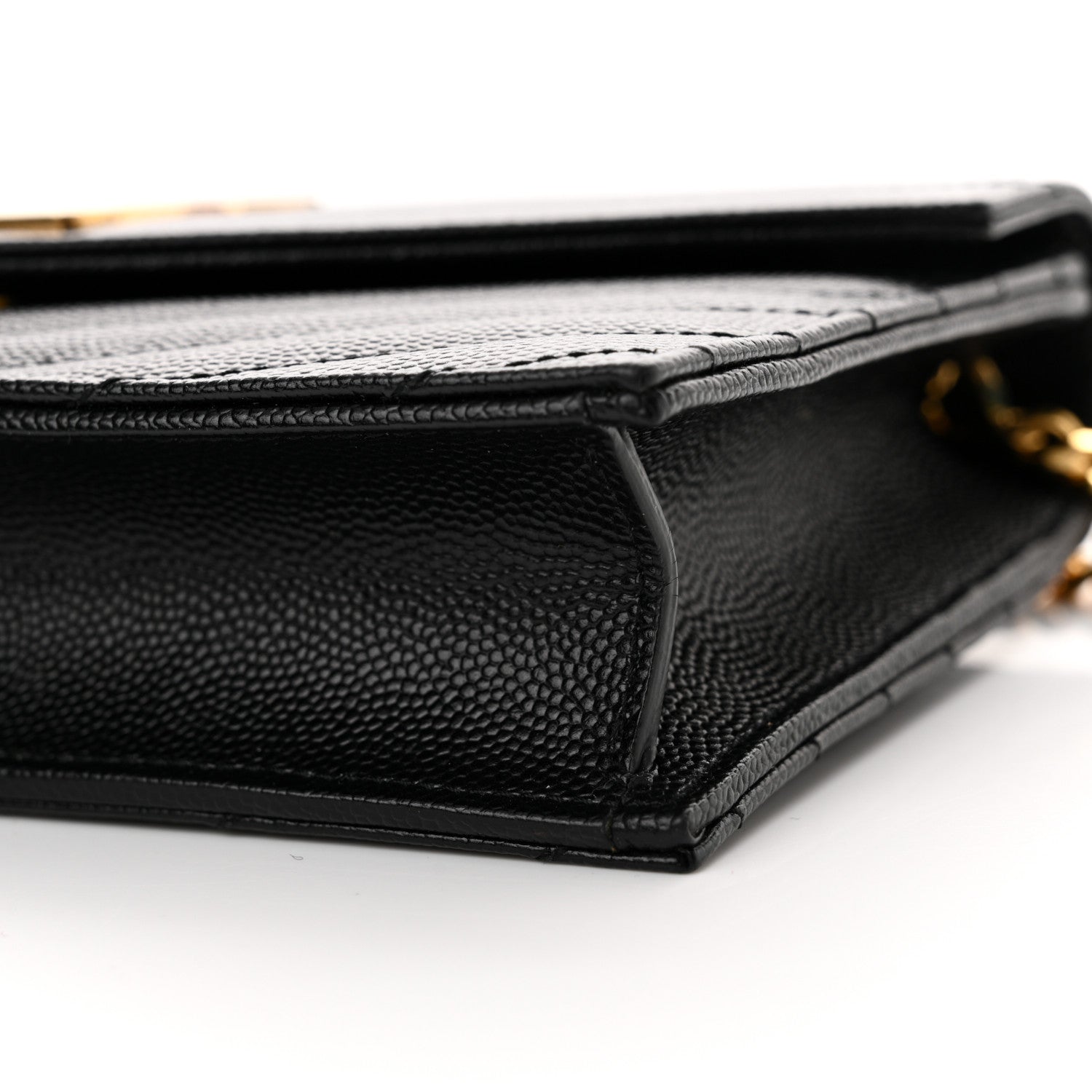 Saint Laurent Grain De Poudre Matelasse Chevron Monogram Envelope Chain Wallet Black 10 of 14