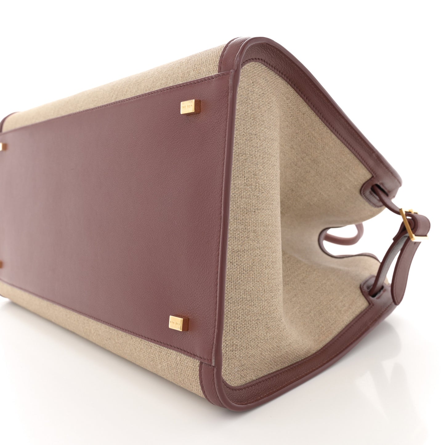 Canvas Polished Saddle Calfskin Soft Margaux 15 Naturel Burgundy