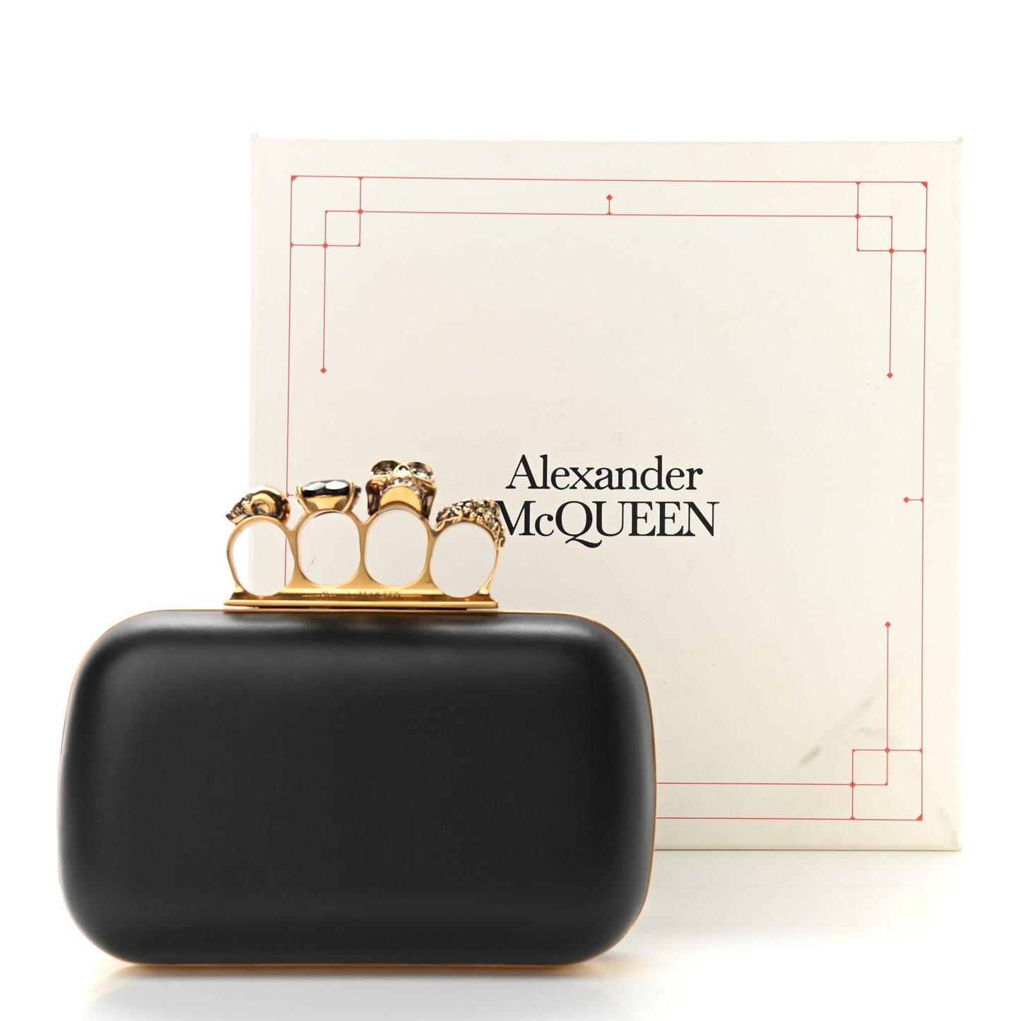 Nappa Skull Knuckle Duster Box Clutch Black