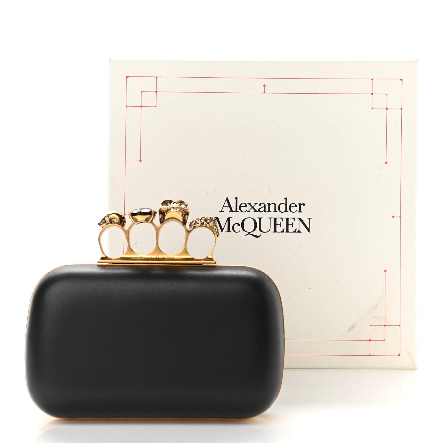 Alexander McQueen Nappa Skull Knuckle Duster Box Clutch Black 12 of 12