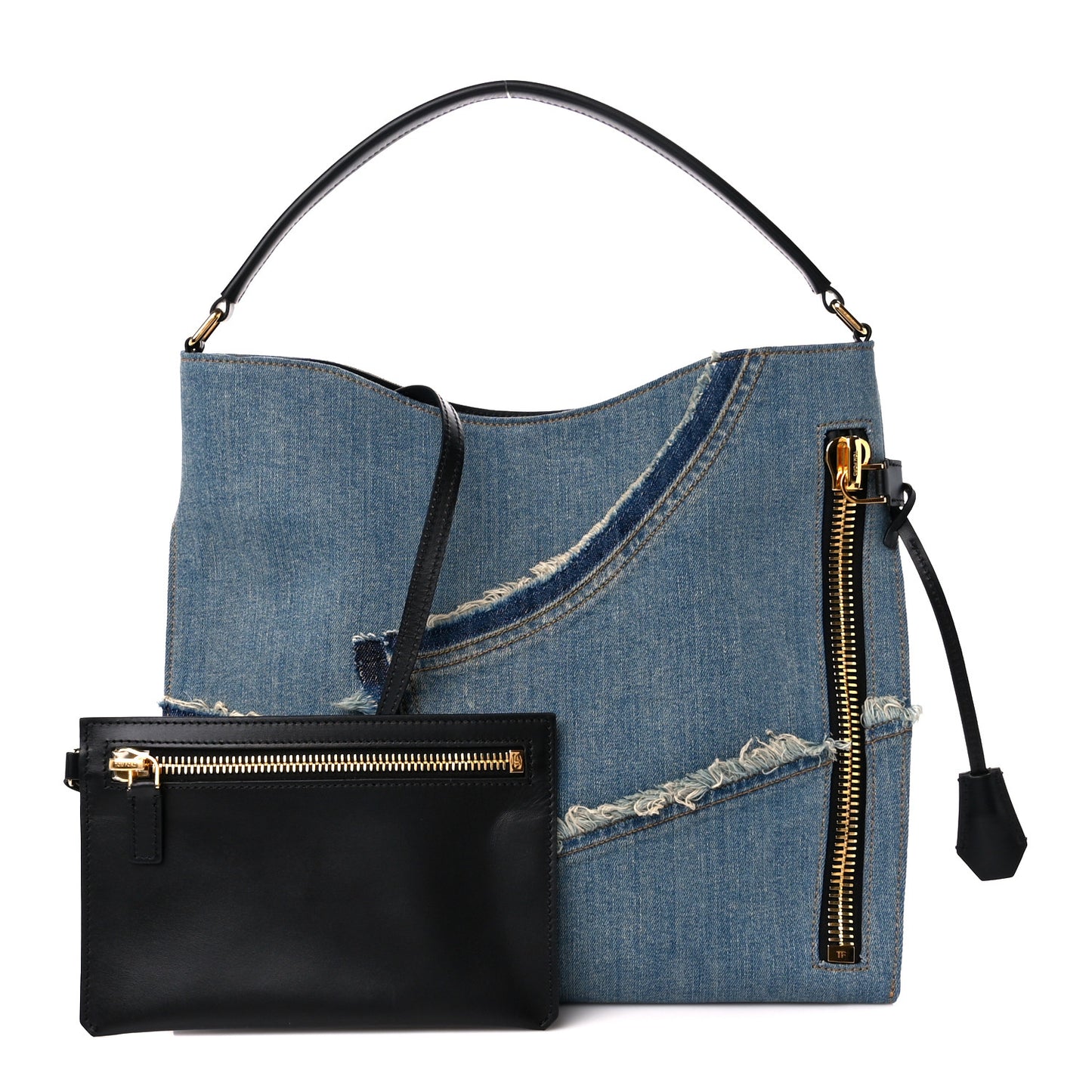 Denim Patchwork Alix Shoulder Bag Blue