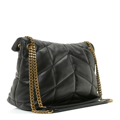 Saint Laurent Lambskin Quilted Small Loulou Puffer Monogram Chain Satchel Black 3 of 8