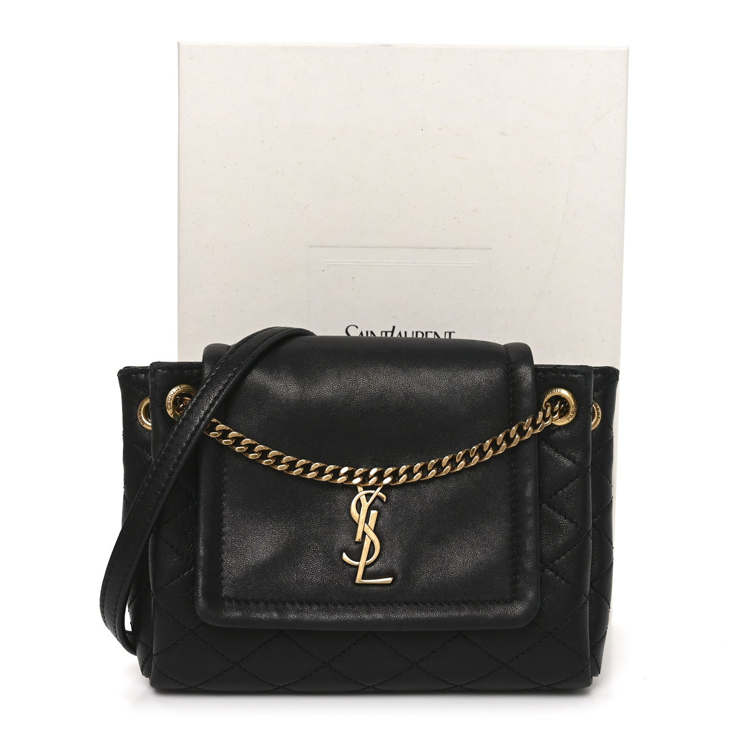 Lambskin Quilted Monogram Mini Nolita Black