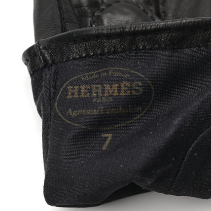 Hermes Lambskin Clous De Selle Gloves 7 Black 4 of 4