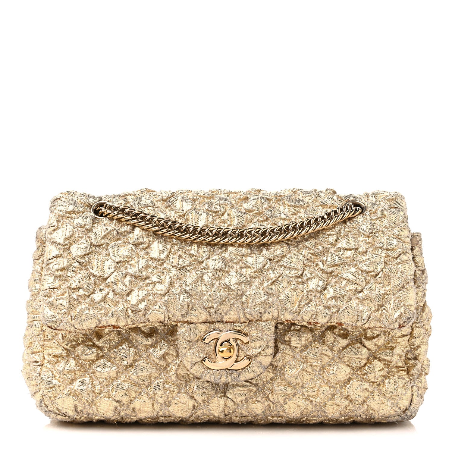 Chanel Metallic Lame Quilted Small Double Flap Gold 1 of 11