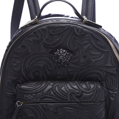 Versace Calfskin Embroidered Baroque Palazzo Backpack Black 8 of 8