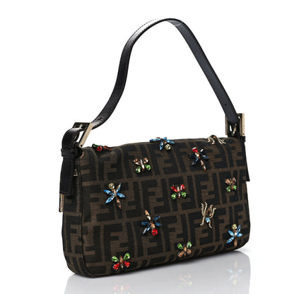 Fendi Zucca Crystal Embellished Baguette Tobacco 2 of 9