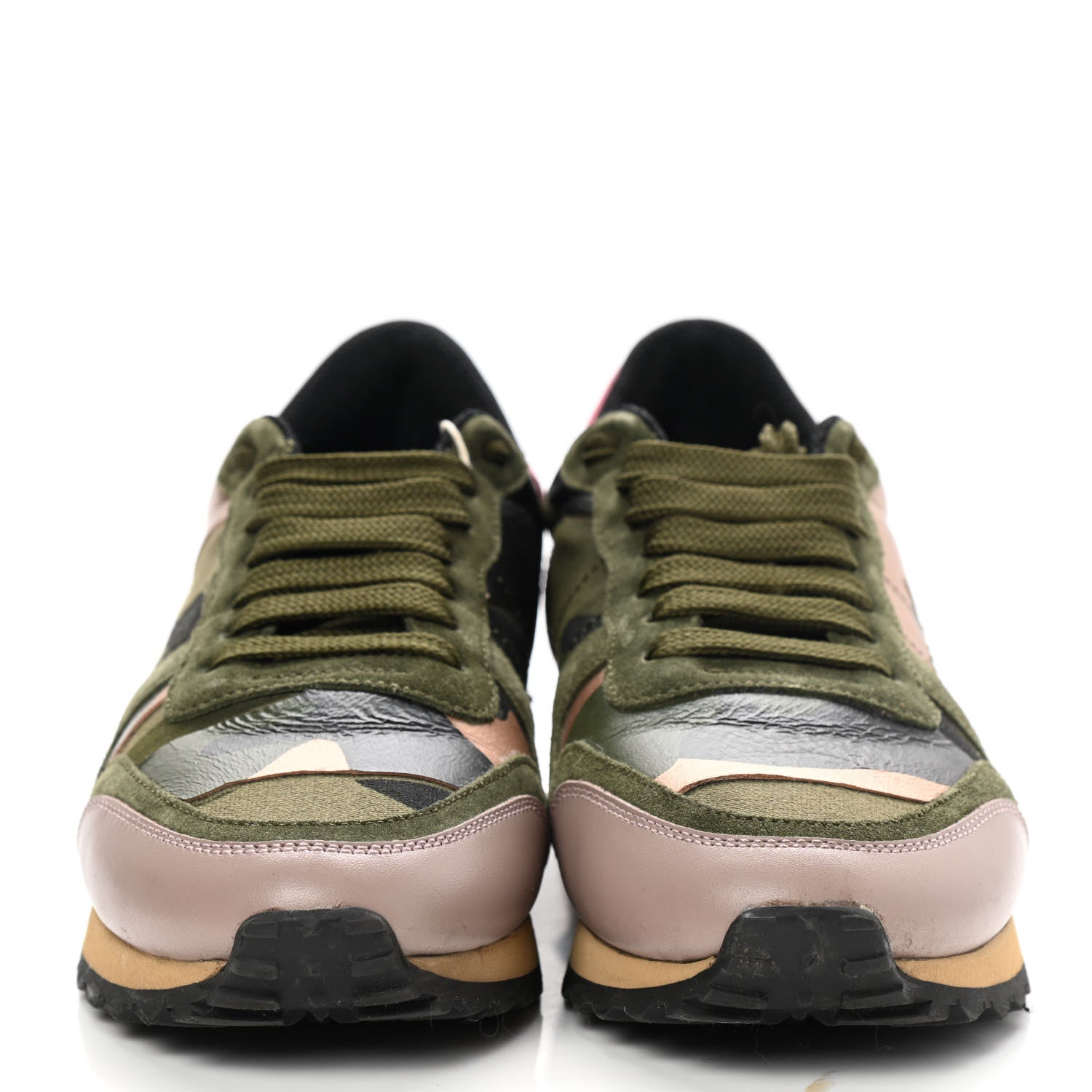Valentino Garavani Nappa Suede Camouflage Womens Rockrunner Sneakers 37 Army Green Multicolor 2 of 13