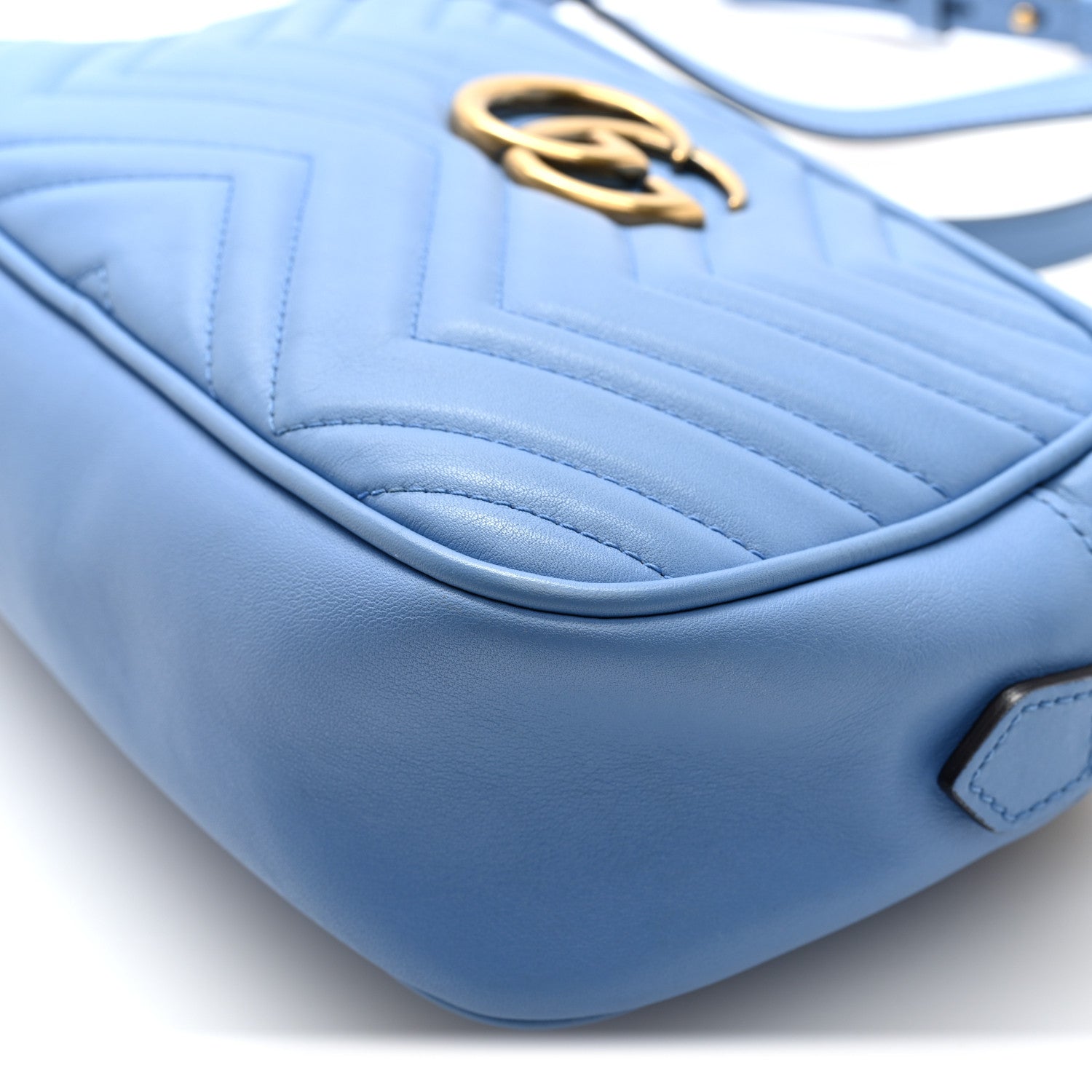 Gucci Calfskin Matelasse Small GG Marmont Chain Shoulder Bag Clear Sky Blue 11 of 11