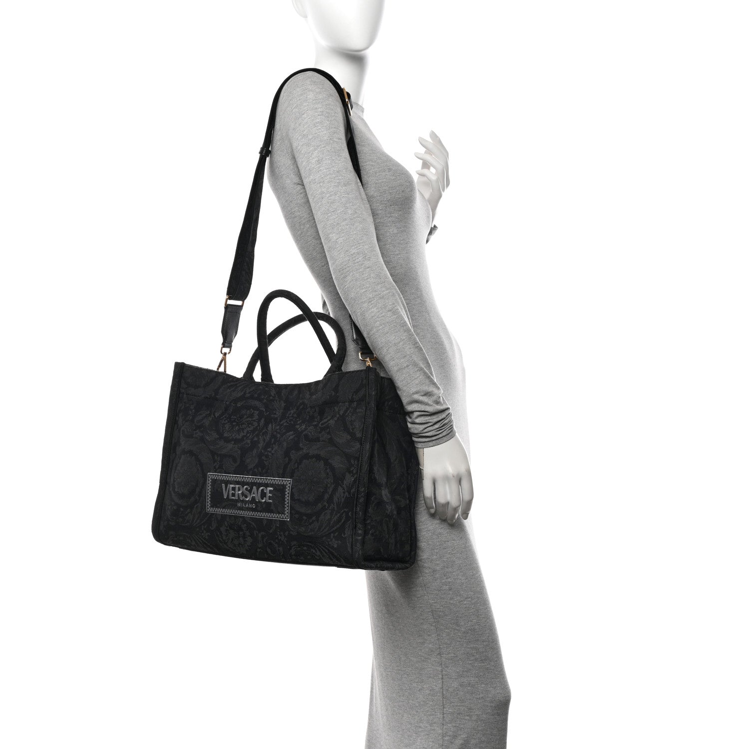 Versace Jacquard Barocco Medium Athena Tote Black 2 of 10