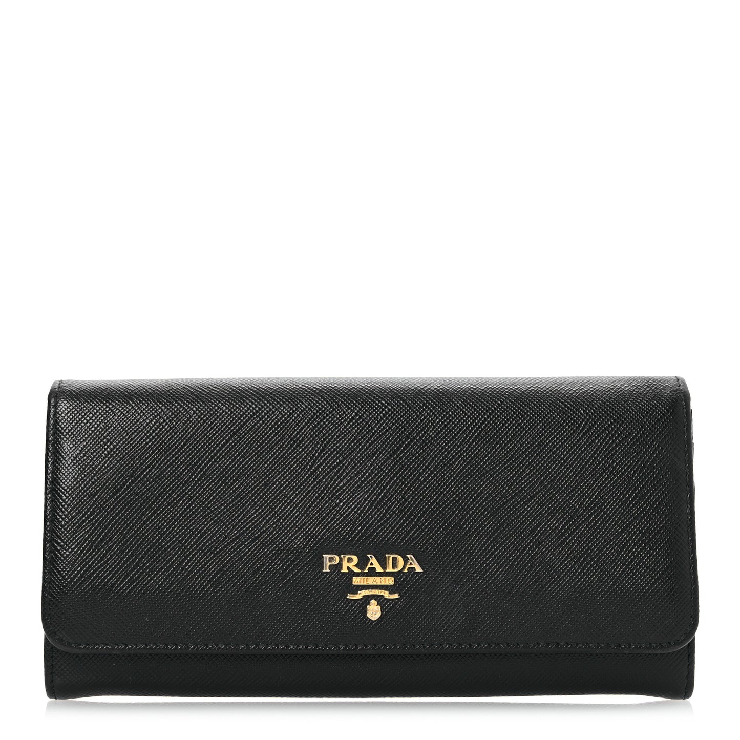 Saffiano Metal Continental Flap Wallet Black