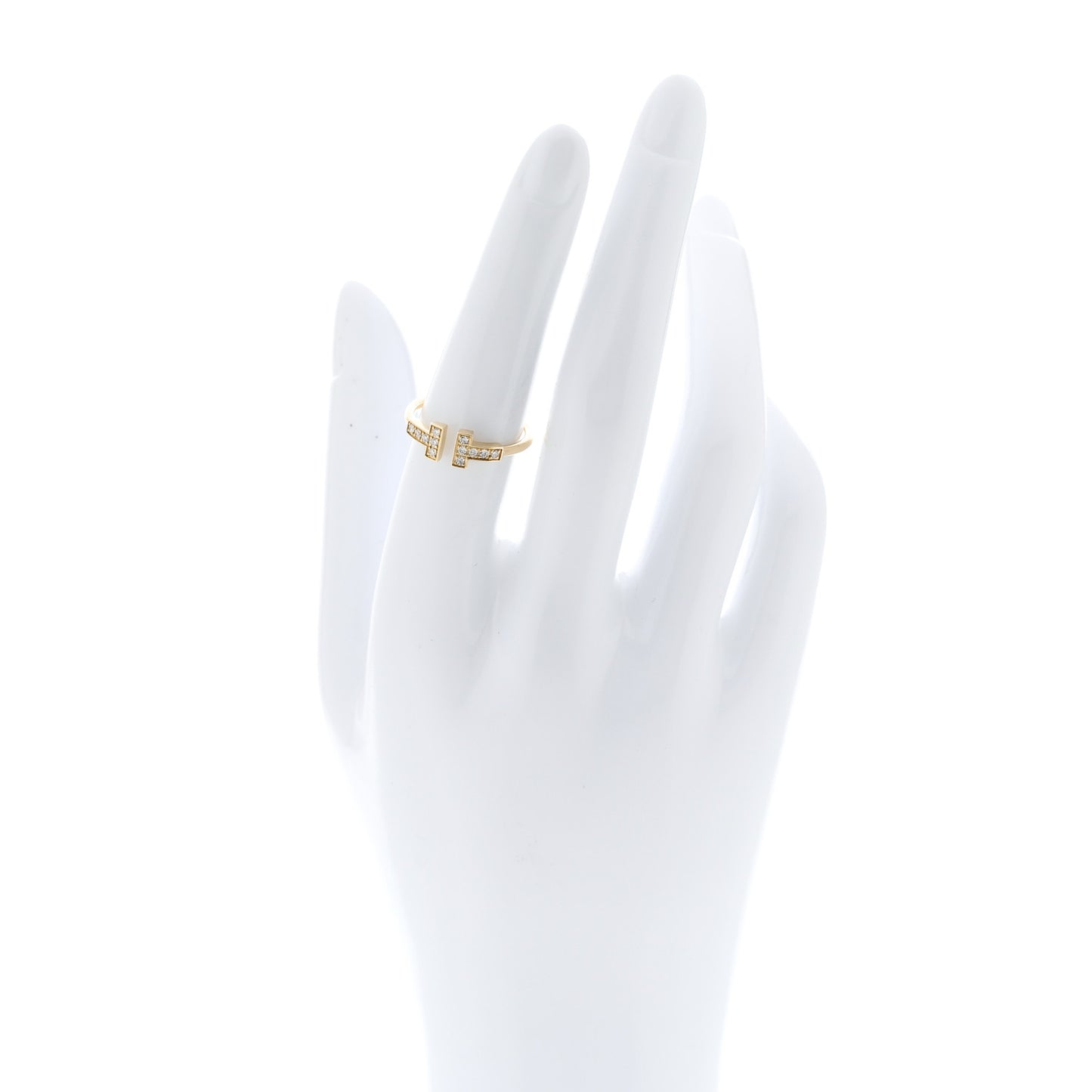 18K Yellow Gold Diamond T Wire Ring 53 6.5