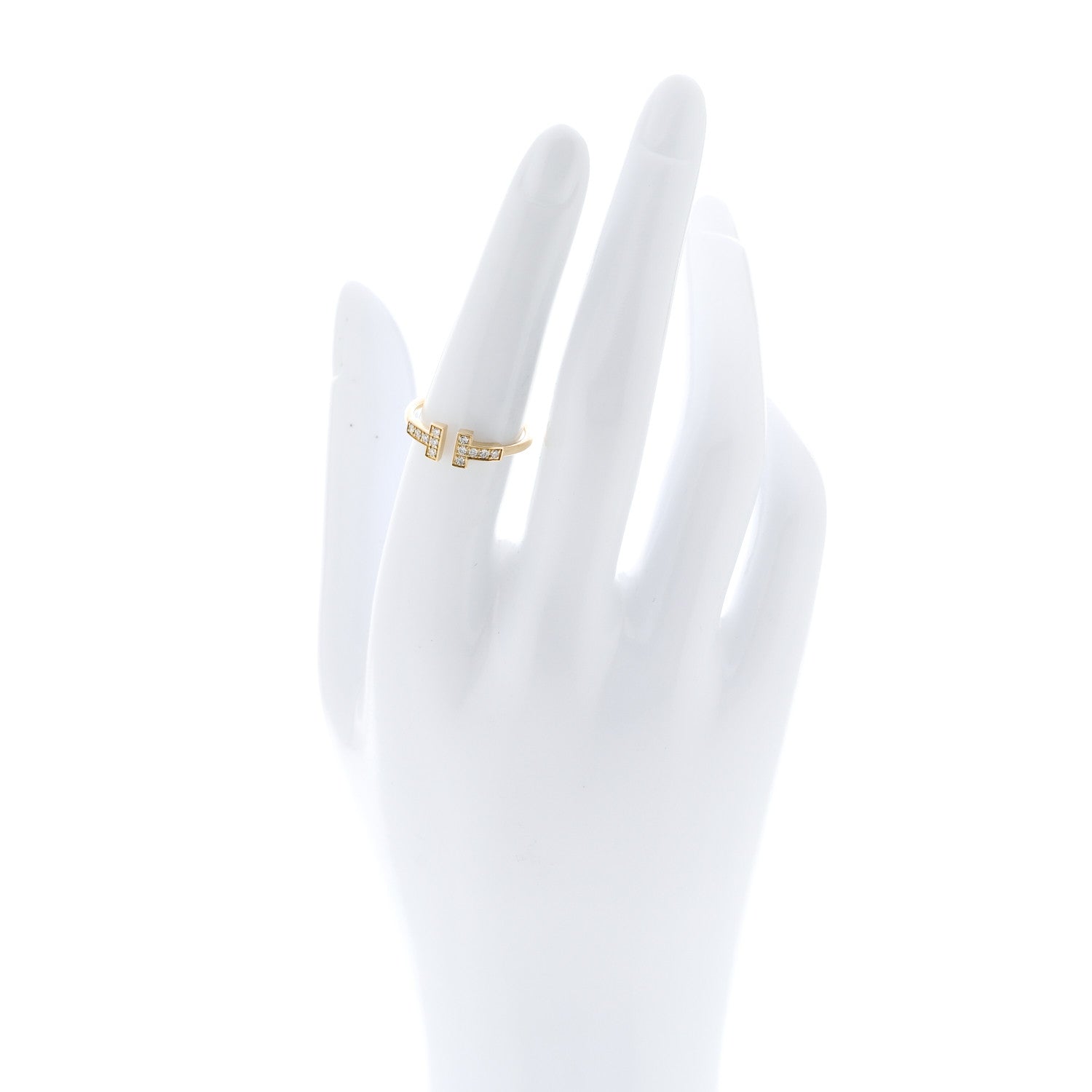 Tiffany 18K Yellow Gold Diamond T Wire Ring 53 6.5 2 of 5