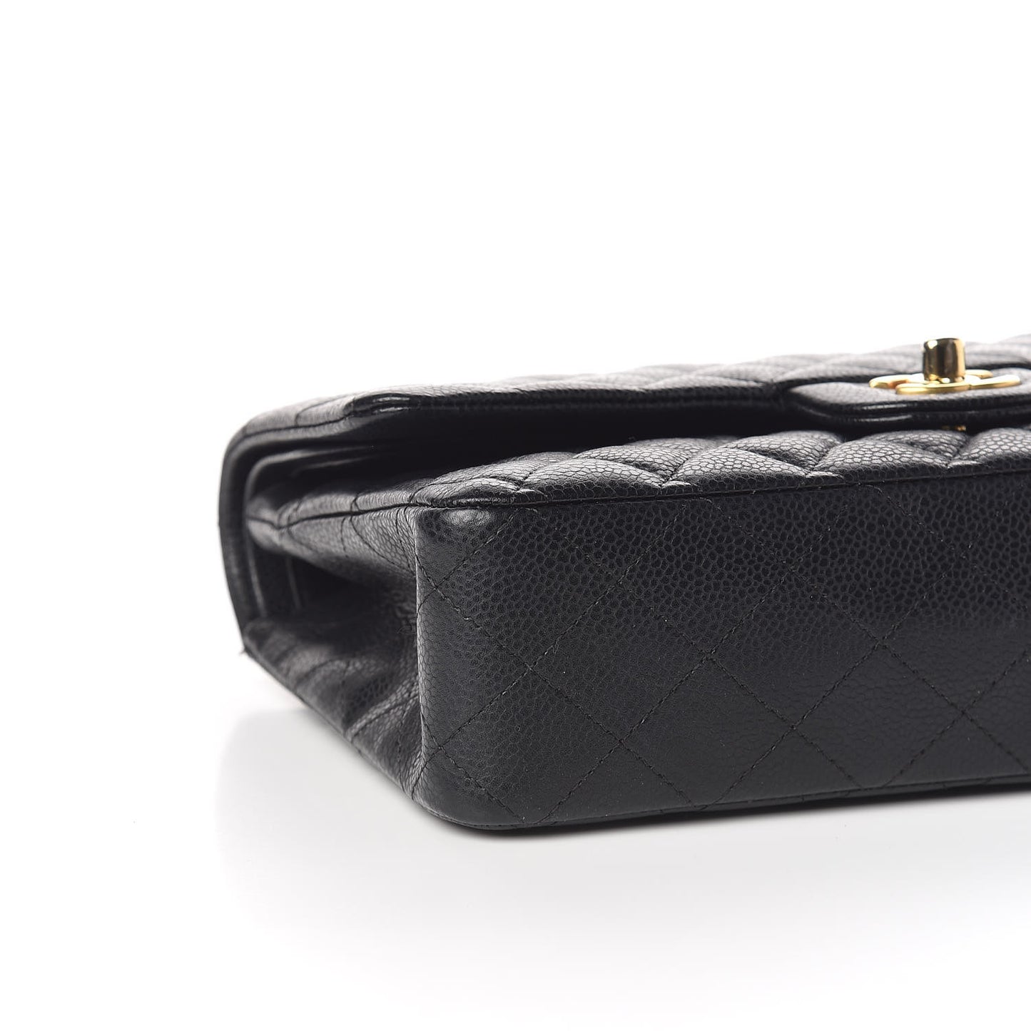 Caviar Quilted Medium Double Flap Black