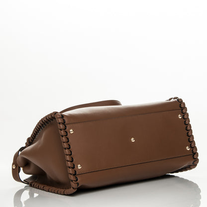 Fendi Calfskin Lace Up Large Peekaboo Iconic Satchel Cognac 4 of 7