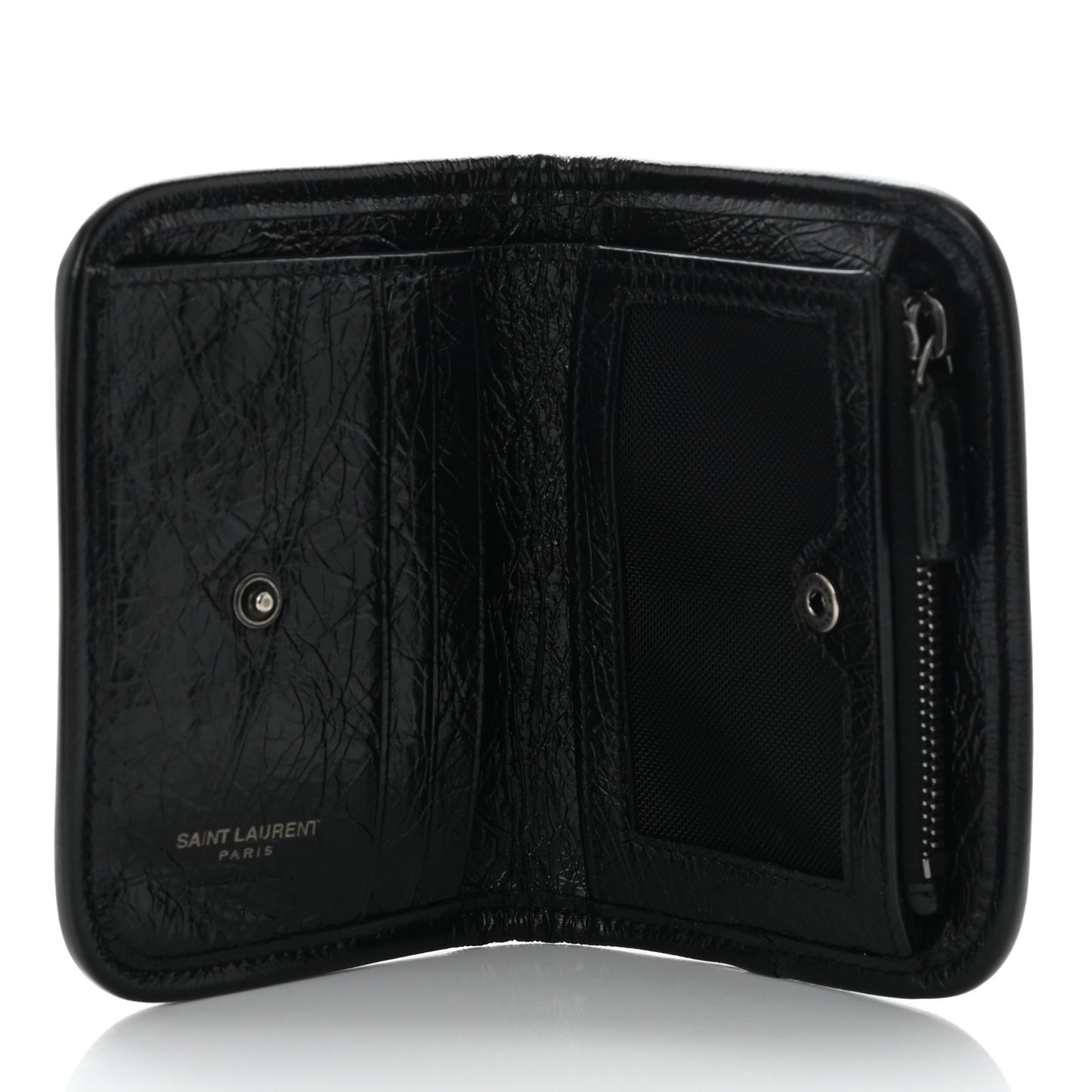 Crinkled Calfskin Matelasse Monogram Niki Card Holder Black