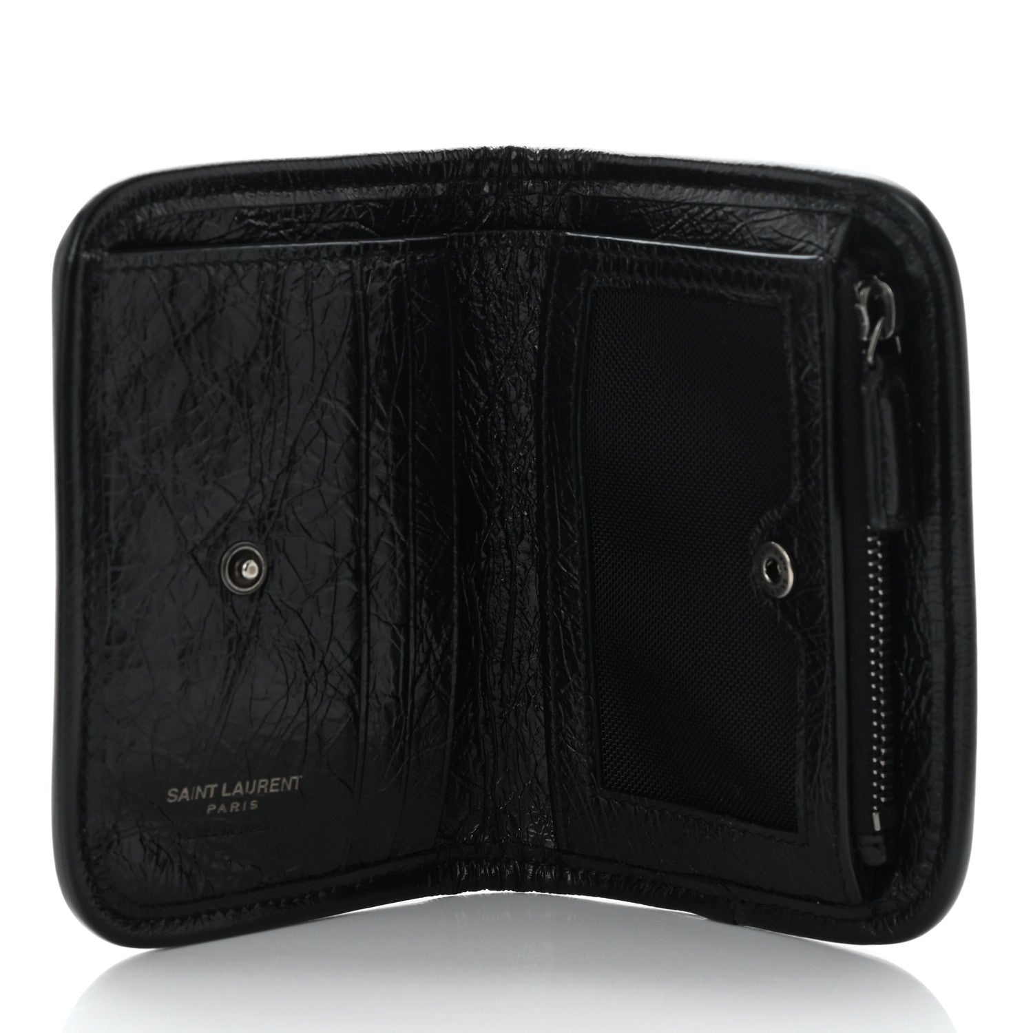 Saint Laurent Crinkled Calfskin Matelasse Monogram Niki Card Holder Black 5 of 9