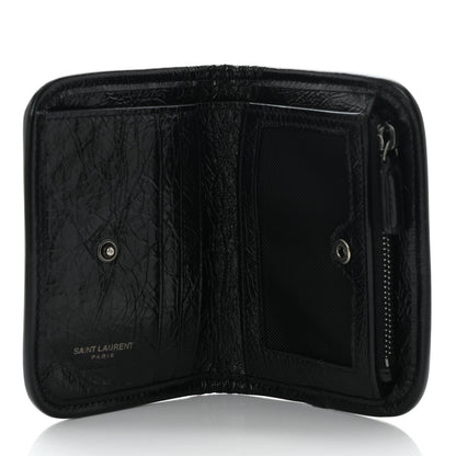 Saint Laurent Crinkled Calfskin Matelasse Monogram Niki Card Holder Black 5 of 9