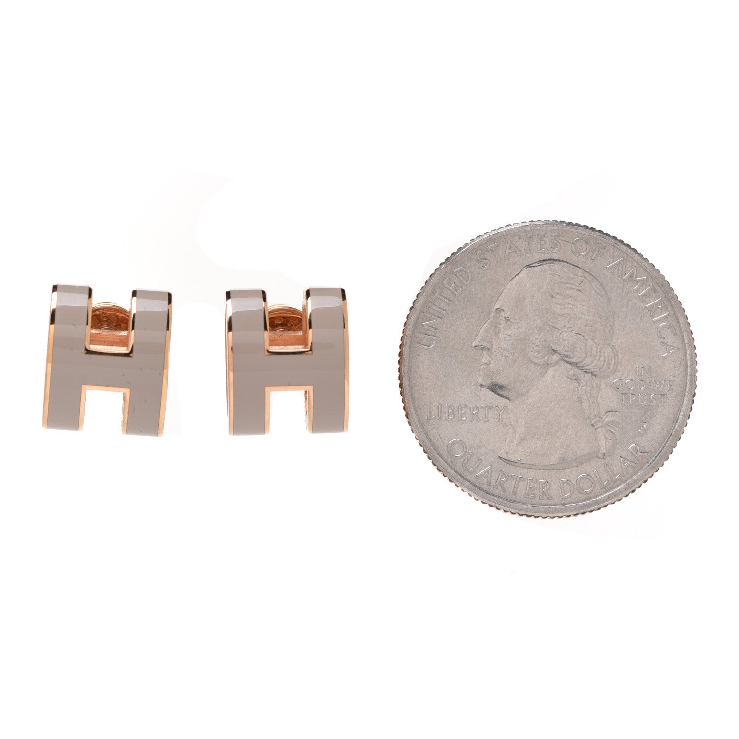 Hermes Rose Gold Lacquered Pop H Earrings Marron Glace 1 of 6