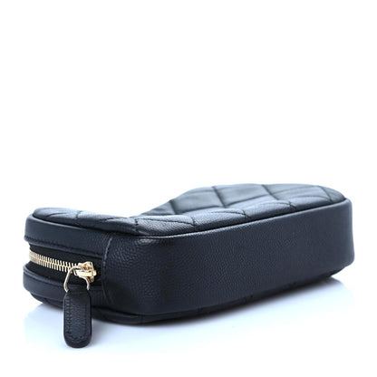 Chanel Caviar Quilted Small Curvy Pouch Cosmetic Case Black 4 of 13