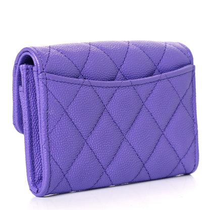 Chanel Caviar Quilted Flap Card Holder Wallet Purple 8 of 9