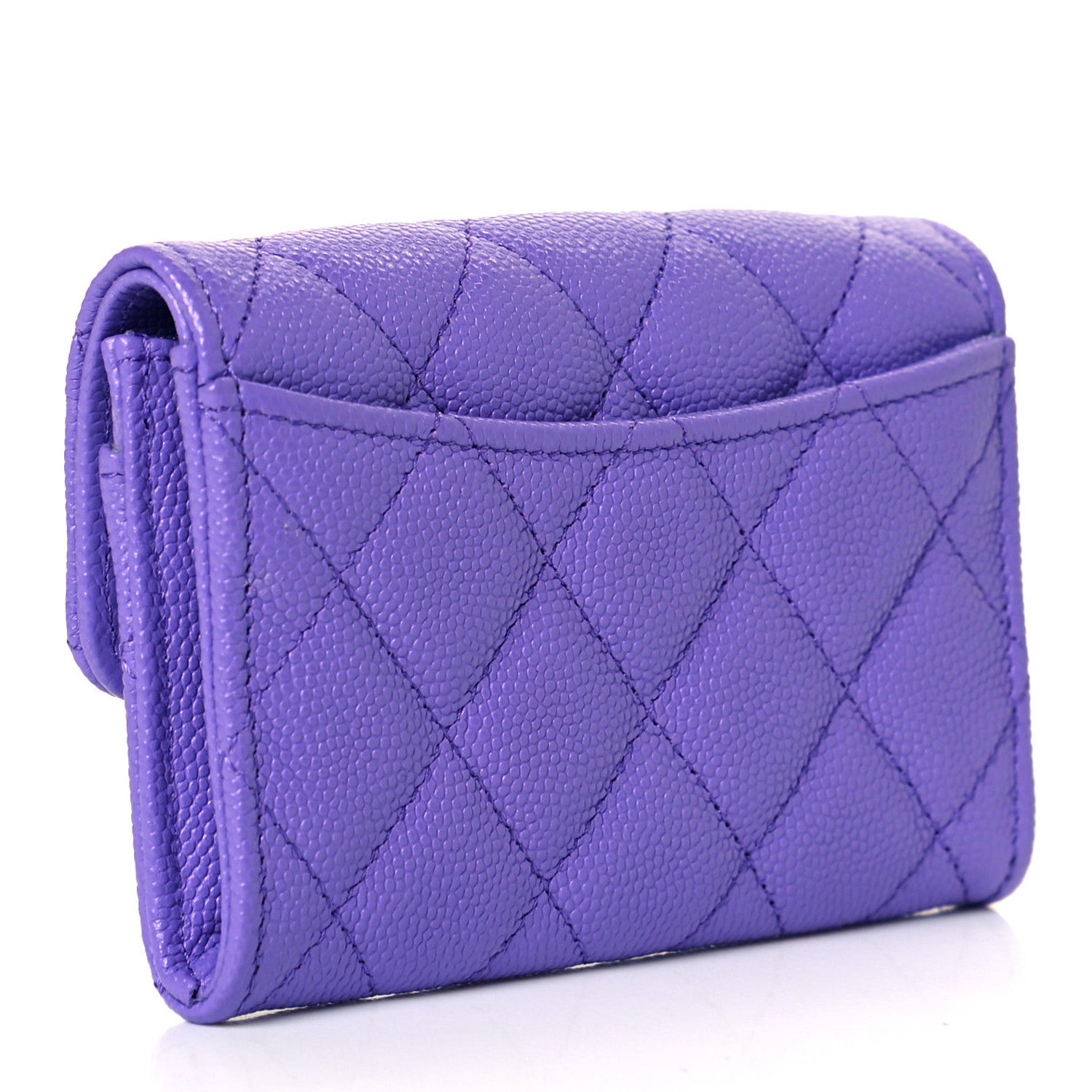 Chanel Caviar Quilted Flap Card Holder Wallet Purple 8 of 8