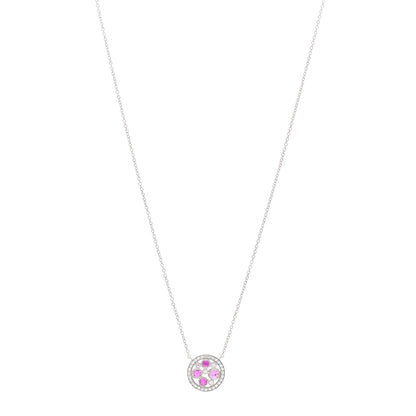 Tiffany Platinum Diamond Pink Sapphire Cobblestone Pendant Necklace 1 of 5