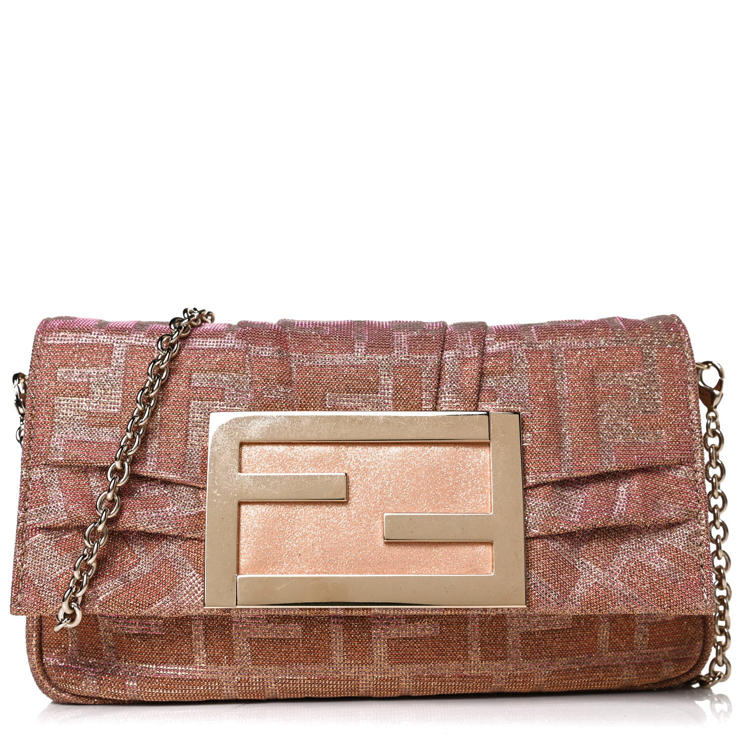 Fendi Metallic Lurex Zucca Mia Pochette Arancio 12 of 17