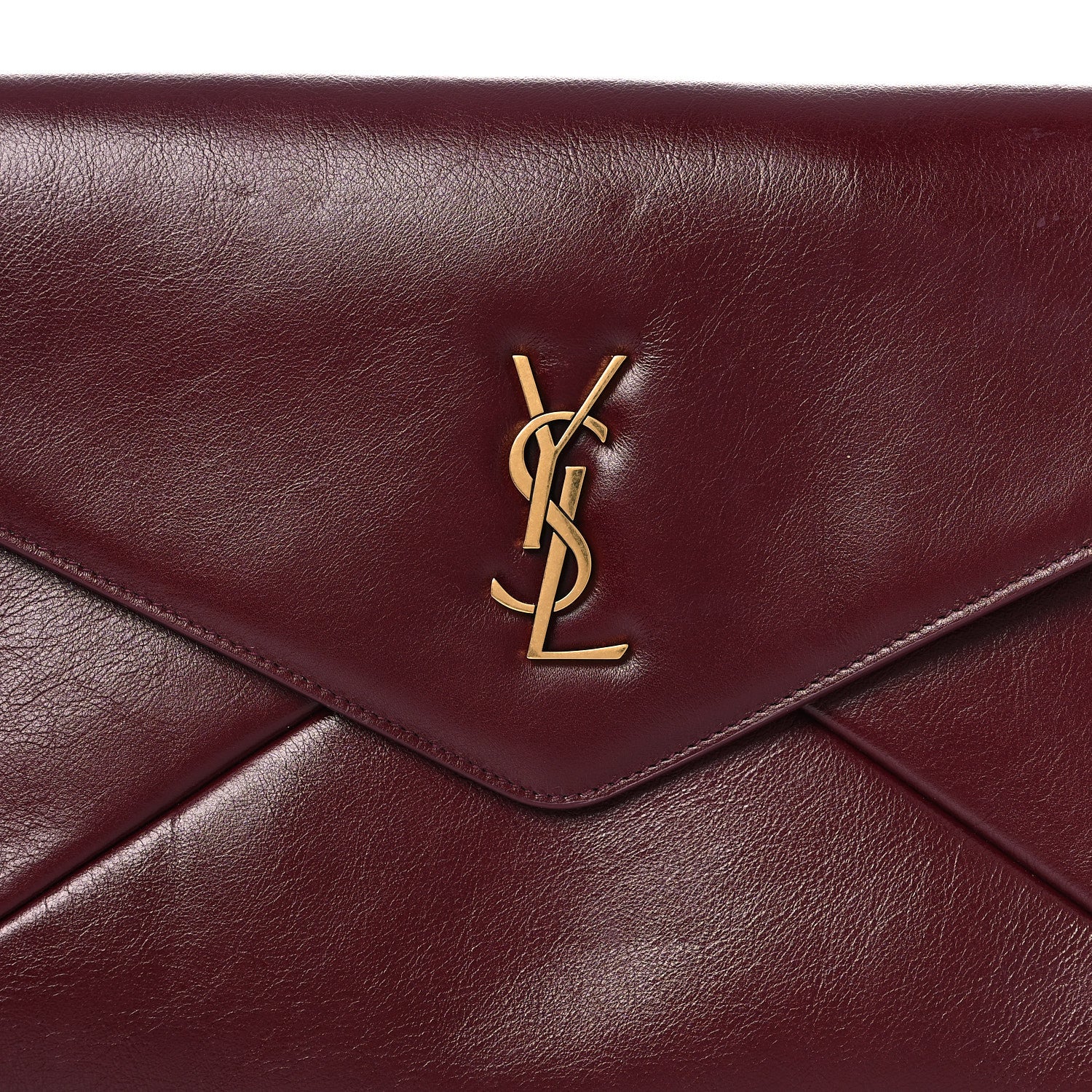 Saint Laurent Lambskin Large Cassandre Envelope Pouch Dark Ruby 8 of 12