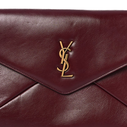 Saint Laurent Lambskin Large Cassandre Envelope Pouch Dark Ruby 8 of 12