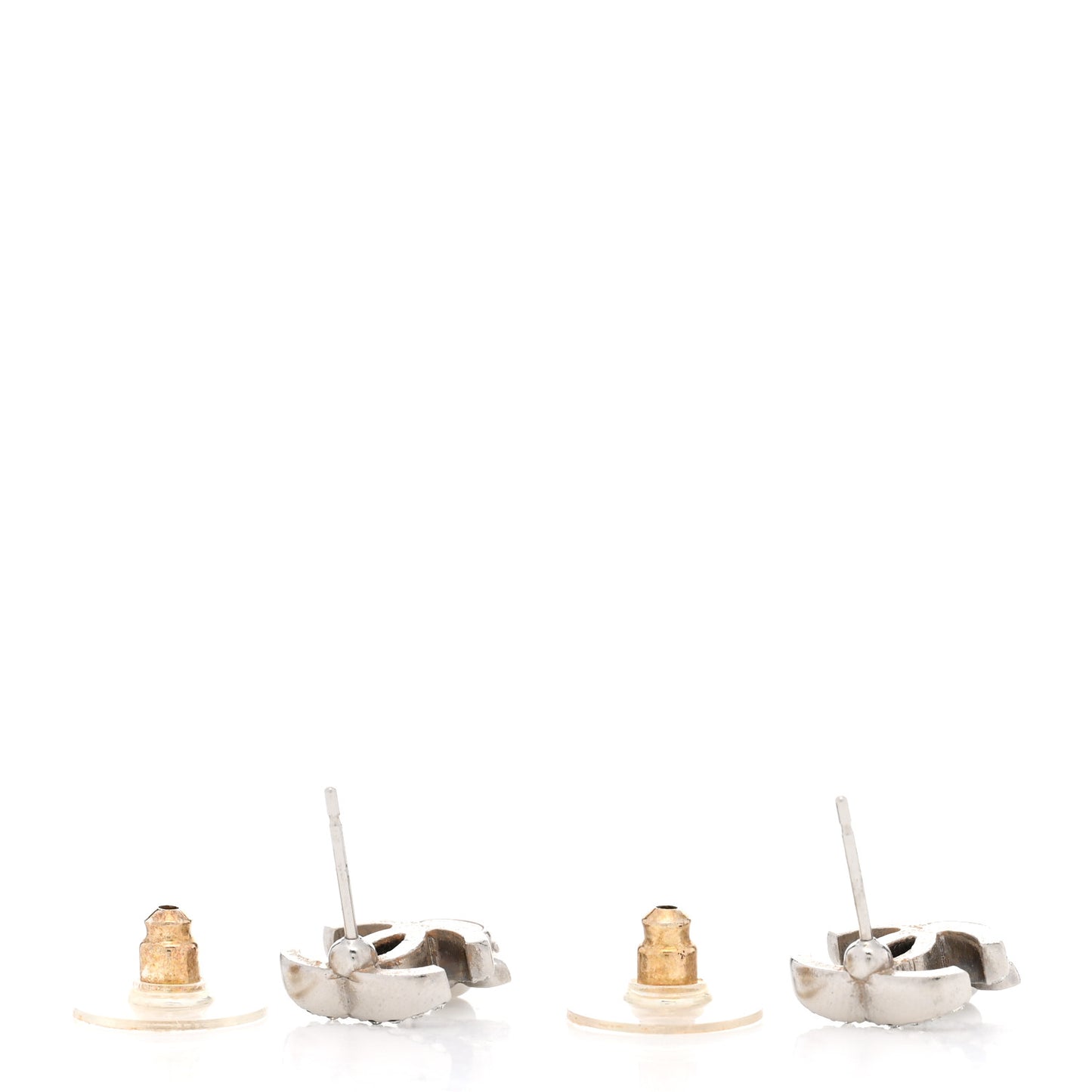 Crystal Pearl Flower CC Earrings Silver