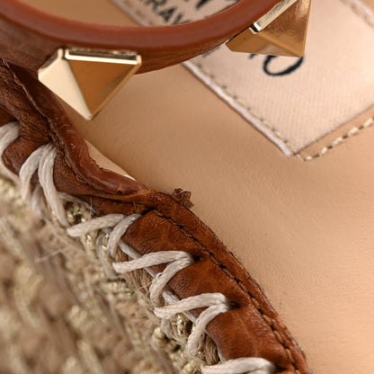 Valentino Garavani Grained Calfskin Rockstud Ankle Strap Espadrille 30/55mm Wedge Sandals 37 Selleria 10 of 12