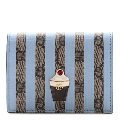 Gucci GG Supreme Monogram Vitello Eclipse Ice Cream Stripes Card Case Wallet Beige Ebony Paradise Cloud 1 of 8