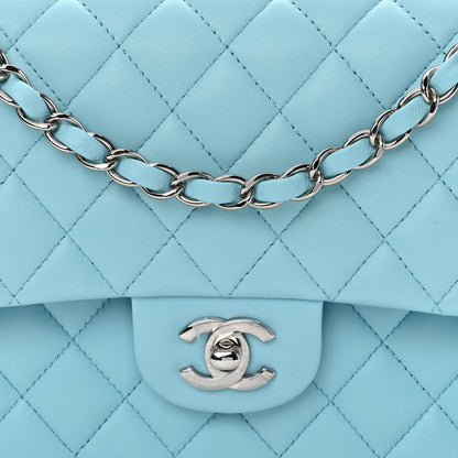 Chanel Lambskin Quilted Medium Double Flap Neon Blue 8 of 11